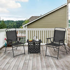 Yaheetech Outdoor Patio Chairs Set of 2, Folding Patio Chairs with Metal Frame, Armrests, Portable Dining Chairs for Camping, Lawn, Garden and Porch, Black