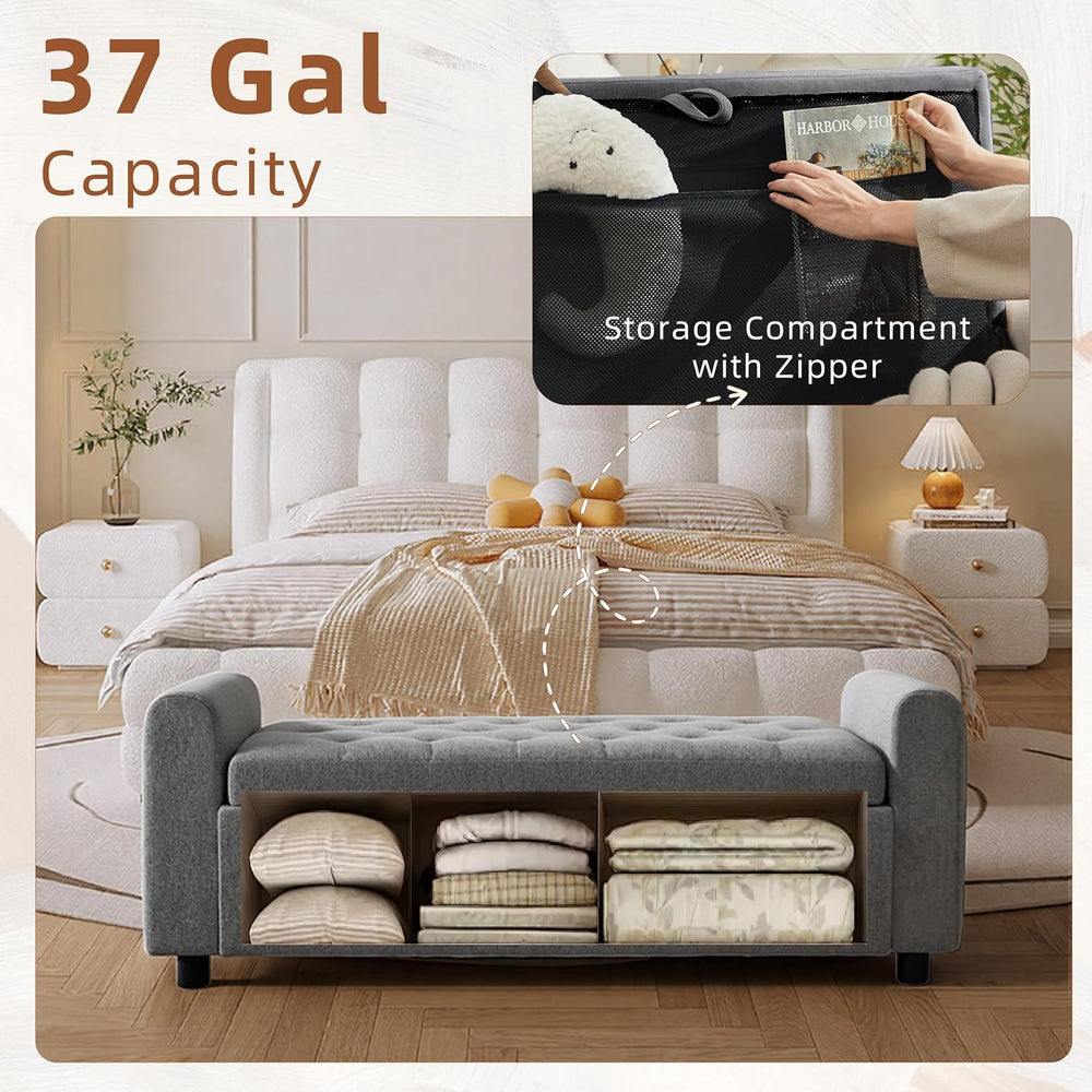 48" Ottoman with Storage, Tufted Storage Ottoman Bench, Convenient Livin...