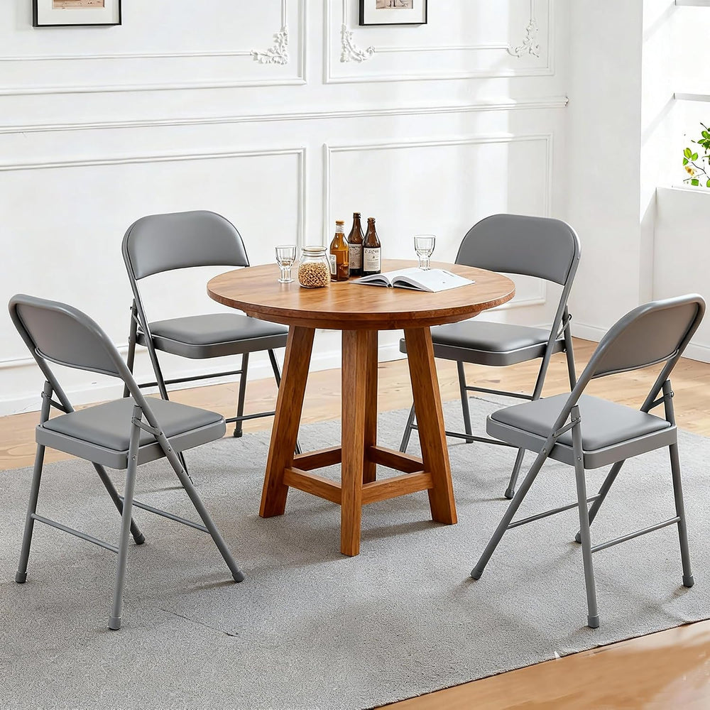 Simple Deluxe Dining Chairs Set of 4, Leather Cushion Foldable Modern Kitchen...