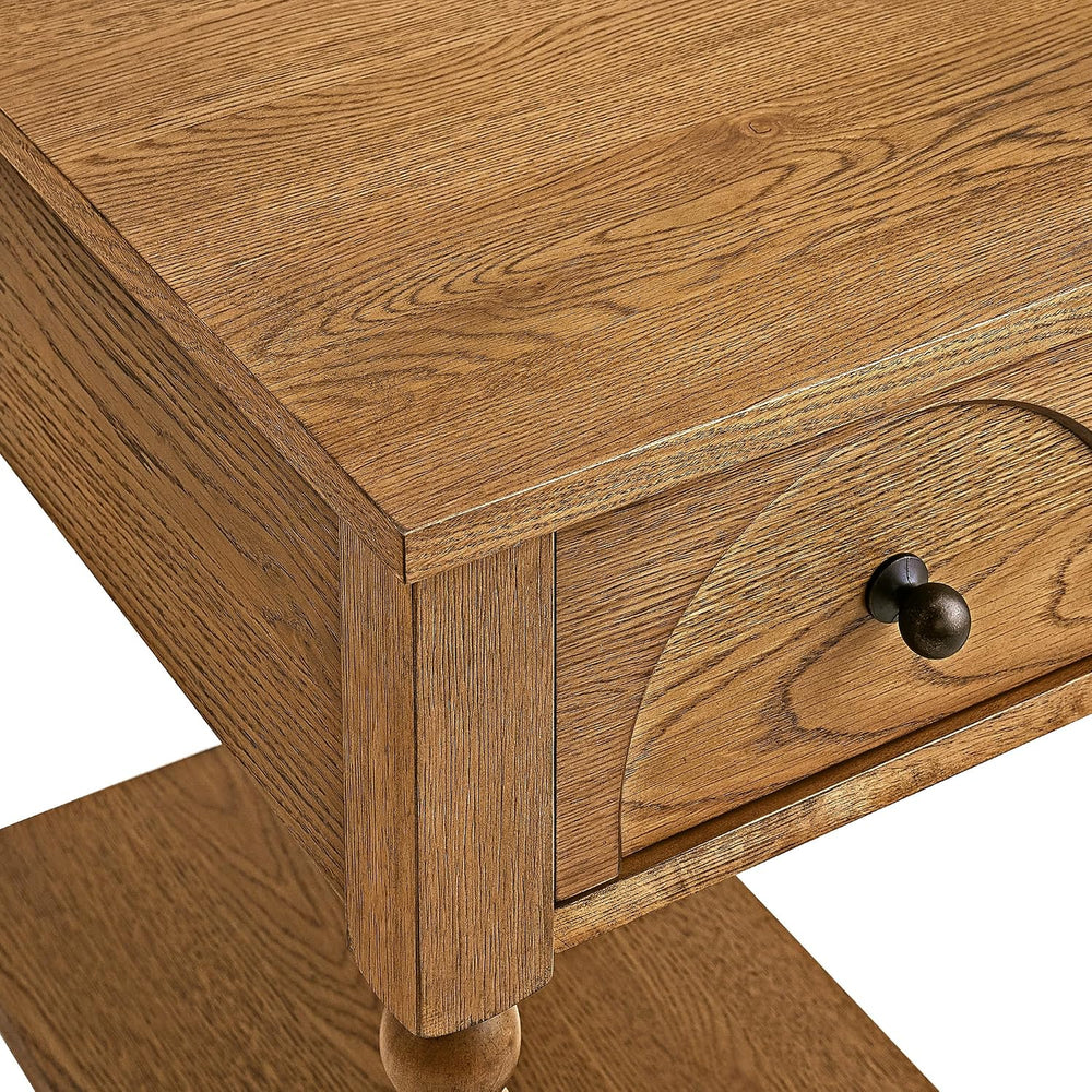 Pembroke 24” Deep Rectangular Chairside End Table with Drawer, Shelf & US...