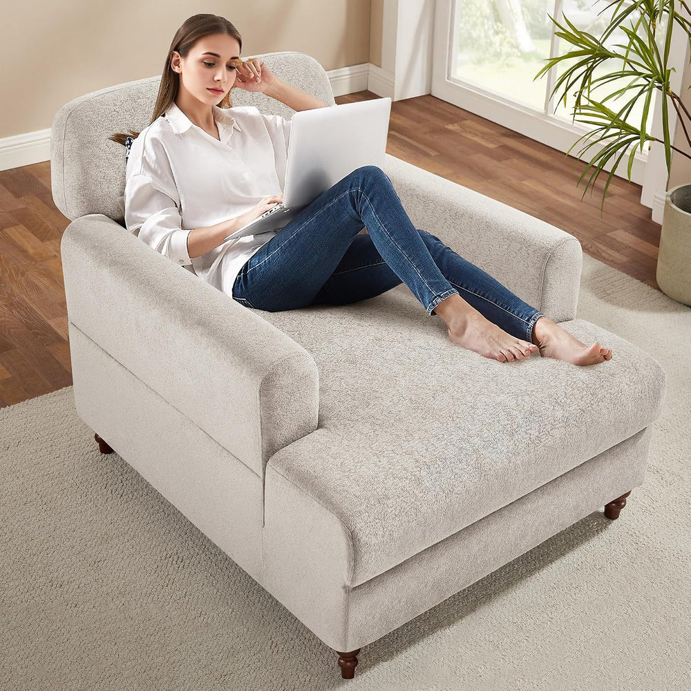 VANOMi Chaise Lounge Accent Chair Indoor with Adjustable Backrest, Oversized ...