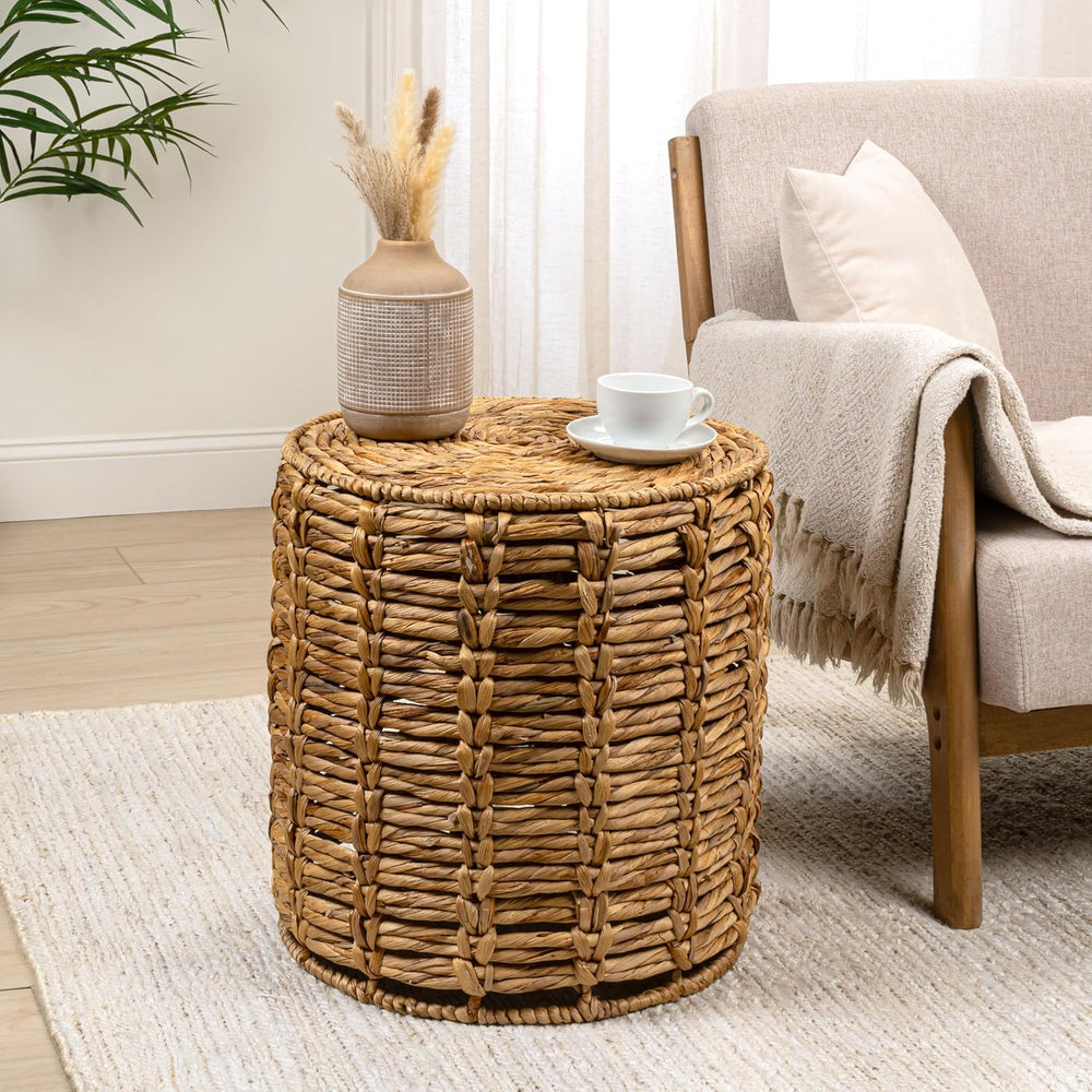 JONATHAN Y Zaria Woven Water Hyacinth 3-Piece Nesting Round Table, Natural | ...