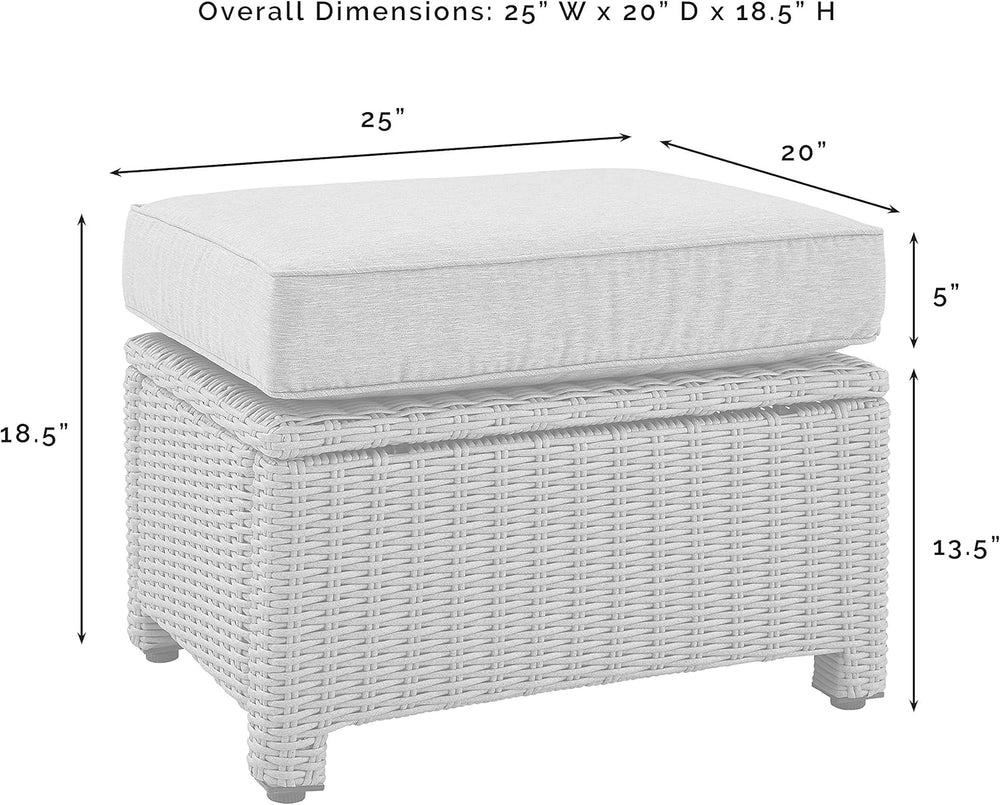 Crosley Furniture Bradenton Wicker Outdoor Ottoman Foot Rest for Patio, Deck,...