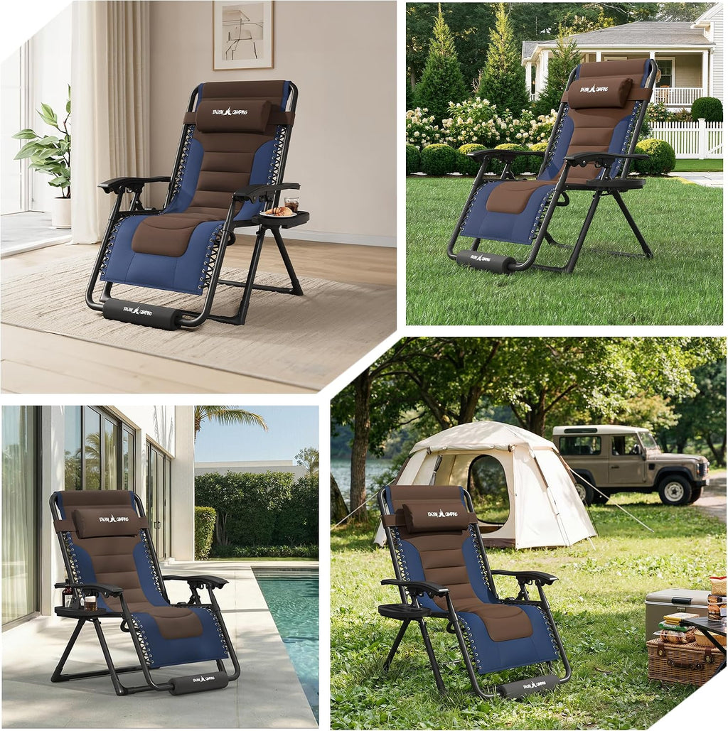 Amopatio Zero Gravity Reclining Patio Chair,XL Foldable Lounge Chair with Removable Cup Holder/Headrest/Footrest,500LBS Capacity, Portable for Outdoor Patio Pool Backyard