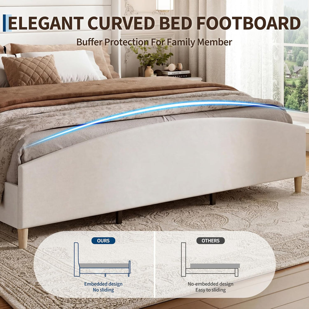Garvee King Size Bed Frame,Upholstered Platform Bed with Wingback Headboard