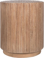 East at Main Monroe Natural Brown Teak End Table – Round Accent Table for Living Room, Bedroom, or Entryway – Solid Wood Handmade Nightstand for Coastal, Boho, and Modern Farmhouse Décor