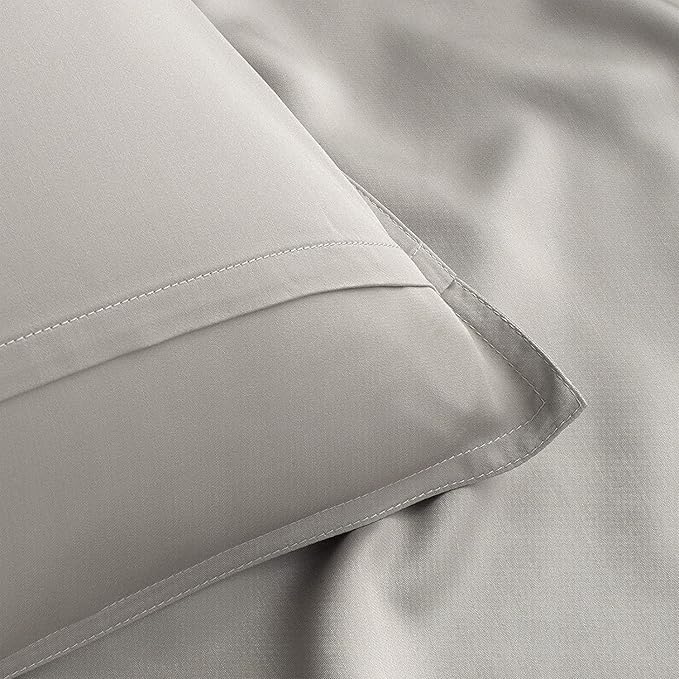 Pure Bamboo Split King Sheets, Genuine 100% Organic Viscose Derived from Bamboo Bed Sheet Set, Soft & Cooling, Double Stitching, 2 Fitted Sheets (Split King, Stripes)