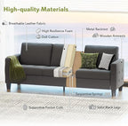 STHOUYN 73" W 3 Seater Sofa Couch with USB Ports, Grey Comfy Couches for Small Spaces, Mid Century Modern Couch Loveseat for Living Room, Apartment, Bedroom (Dark Grey)