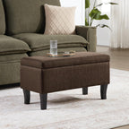 Convenience Concepts Designs4Comfort Winslow Storage Ottoman Bench 32" - Transitional Upholstered Footstool & Seat, for Living Room, Entryway, Hallway, & Bedroom, Medium Brown Fabric