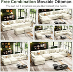 146" Cloud Couch Sectional, U Shaped Modular Sectional Sofa, 4-Seat Deep Seat Couch with 6 Removable Washable Pillows and 2 Ottoman for Living Room, Bedroom, Apartment, Beige