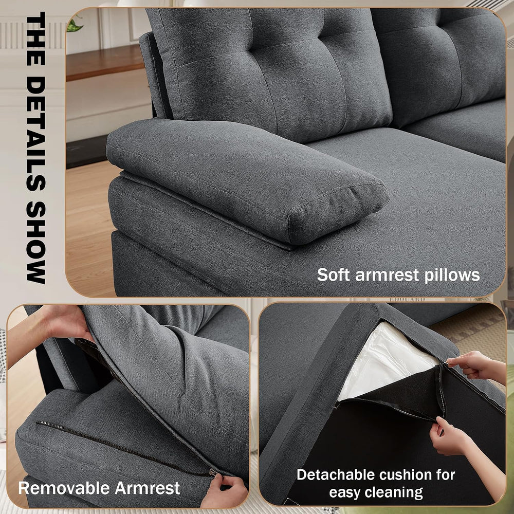 Sectional Couches for Living Room, Modern Linen Fibre U Shaped Sofa Couch wit...