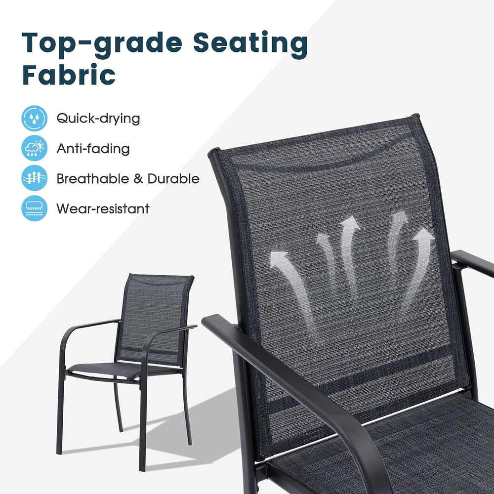 7PCS Outdoor Patio Dining Set, 47.6" Metal Table&6 Chairs
