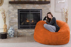 Chill Sack Bean Bag Chair - 5' Giant Memory Foam Lounge Chair with Soft Microfiber Cover – Cozy Furniture for Living Room, Dorm, & Kids' Rooms – Comfortable 5 Ft, Microsuede Lounge Sofa, Orange