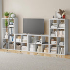 Cube Storage Organizer Bookcase, Decorative 11 inch Open Back Cubical Shelf with Thickened Border, Display Bookshelf for Living Room, Home Office, Sturdy Room (White, 4 Cube)