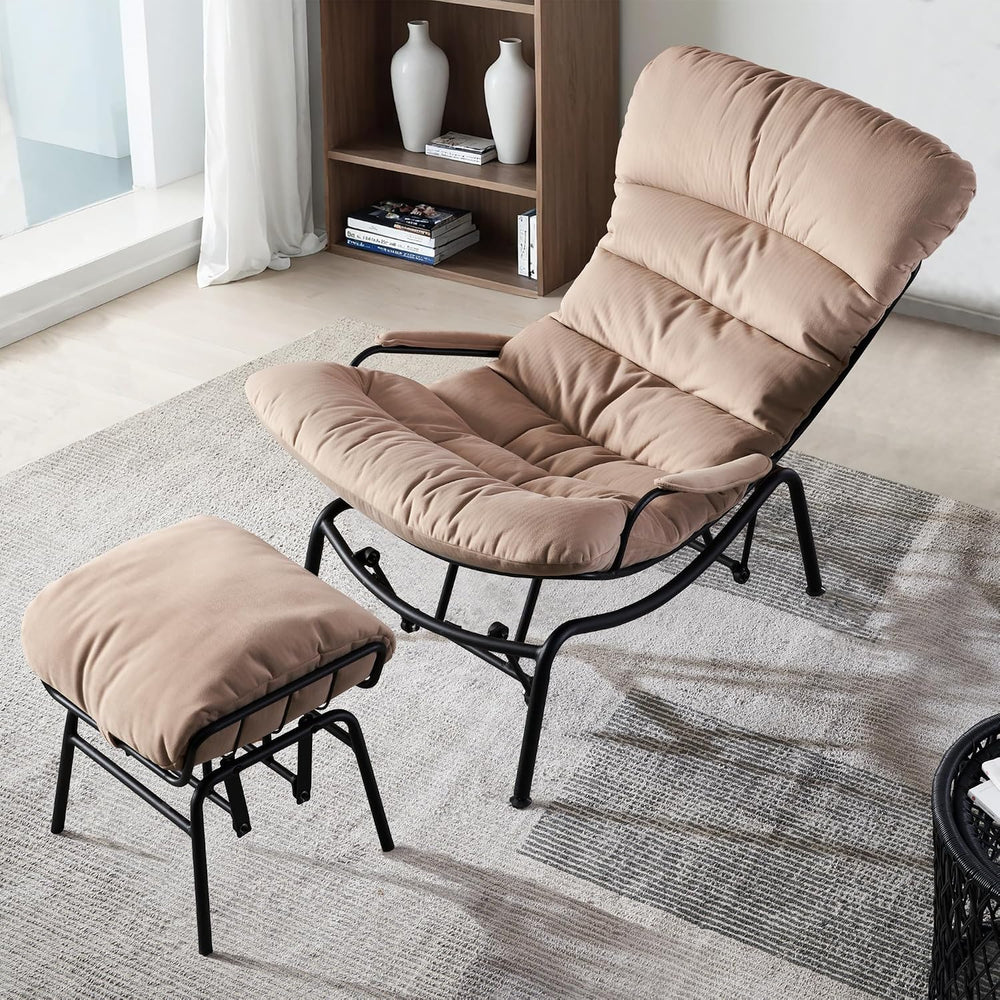 ovios Glider Rocking Chair with Ottoman, Mid-Century Modern Recliner Chair wi...