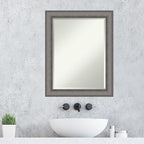Amanti Art Grey Wall Mirror 29x23 Burnished Concrete Rectangle Bathroom Mirror for Wall Decor Living Room, Medium Modern Contemporary Wood Frame, Hangs Horizonally and Vertically, Bathroom Decor