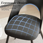 HENGJIANYI Modern Dining Chairs Set of 2, Armless Kitchen Chairs with Hollowed-Out Plastic Back, Upholstered Dining Room Chair with Metal Legs, Black
