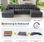 MAXYOYO 132" U Shaped Modular Sectional Sofa with 2 Ottomans, Cloud Boneless Couch with Layered Cushion, Flexible Module Combination Sofa for Living Room, No Assembly Required, Dark Grey