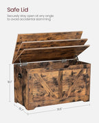 VASAGLE Storage Chest, Storage Trunk with 2 Safety Hinges, Storage Bench, Shoe Bench, Farmhouse Style, 15.7 x 31.5 x 18.1 Inches, for Entryway, Bedroom, Living Room, Rustic Brown ULSB062T01