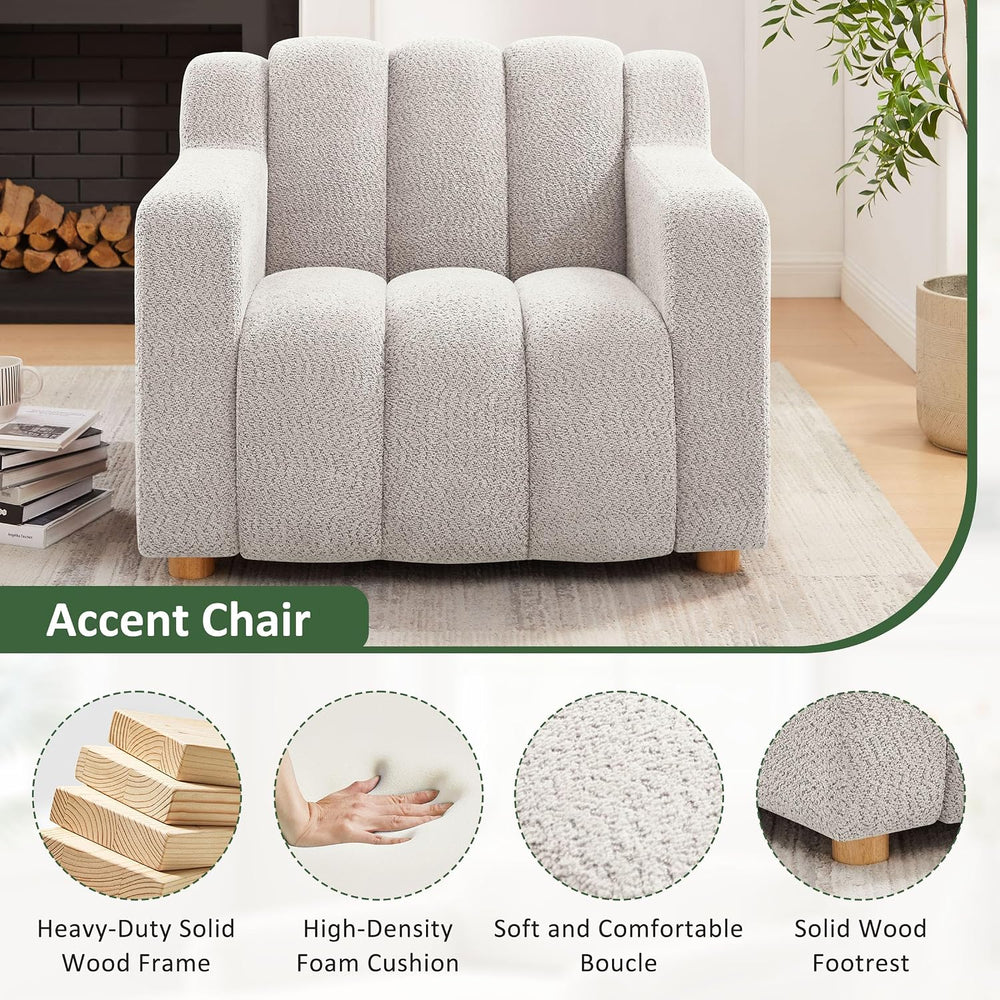 VANOMi Oversized Accent Chair Set of 2, Modern Living Room Chairs, Comfy Bouc...