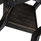 F58-11-TP - Kitchen Table with Acacia Wood Round Tabletop, Sand Blasted Black Finish