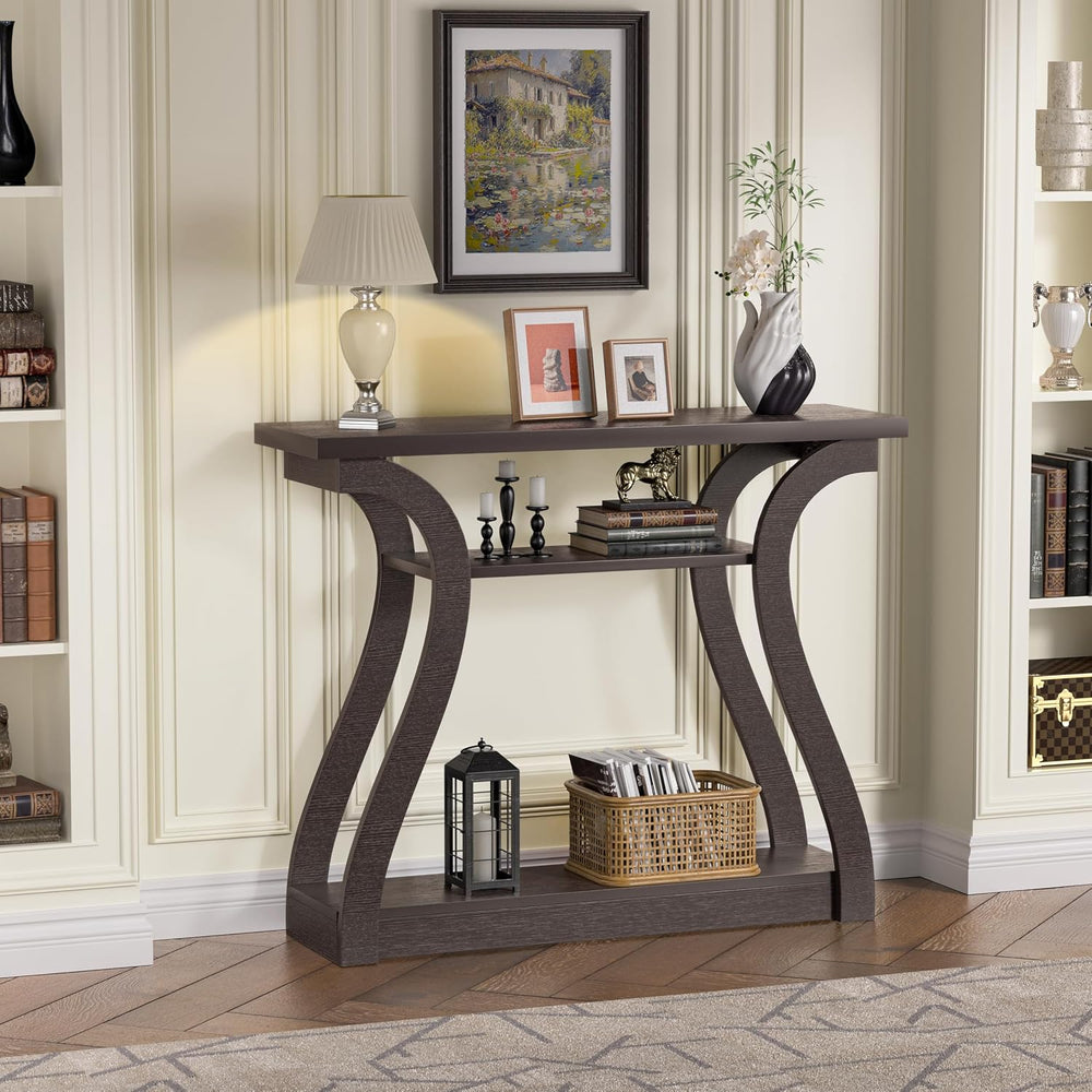 47" Narrow Console Table, Entry Table with Curved Legs, Sofa Table | Woo...