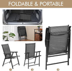 Yaheetech Patio Dining Chairs Set of 4 with Armrests, Outdoor Folding Chairs with Metal Frame and Backrest for Lawn, Garden, Yard and Poolside, Black