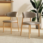 Dining Chairs Set of 2 for Kitchen Dining Table Mid Century Modern Farmhouse Upholstered Linen Dining Room Chairs with Metal Legs, Original Khaki