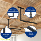FLEXIMOUNTS Adjustable Overhead Ladder Rack, Garage Ceiling Storage Rack, Ladder Storage Organizer, 35" Extended Arms, 90 lbs Per Arm Heavy Duty Steel Rack for Kayak, Surfboard & Tools
