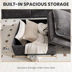 130" U Shaped Modular Sectional Sofa, Couch with Ottoman Storage, Chenille Cloud Couch with Plush Deep Seating for Living Room, Bedroom (Grey, 7 Seat)