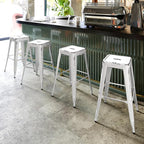 Flash Furniture Kai Commercial Grade 30" High Backless Distressed White Metal Indoor-Outdoor Barstool