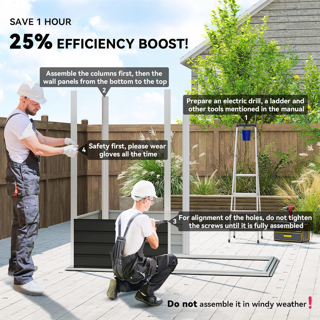 Outsunny 6' x 4' Outdoor Storage Shed, Easy to Assemble, Metal Garden Tool Shed with Lockable Door and Gloves for Backyard Garden Patio Lawn, Dark Gray