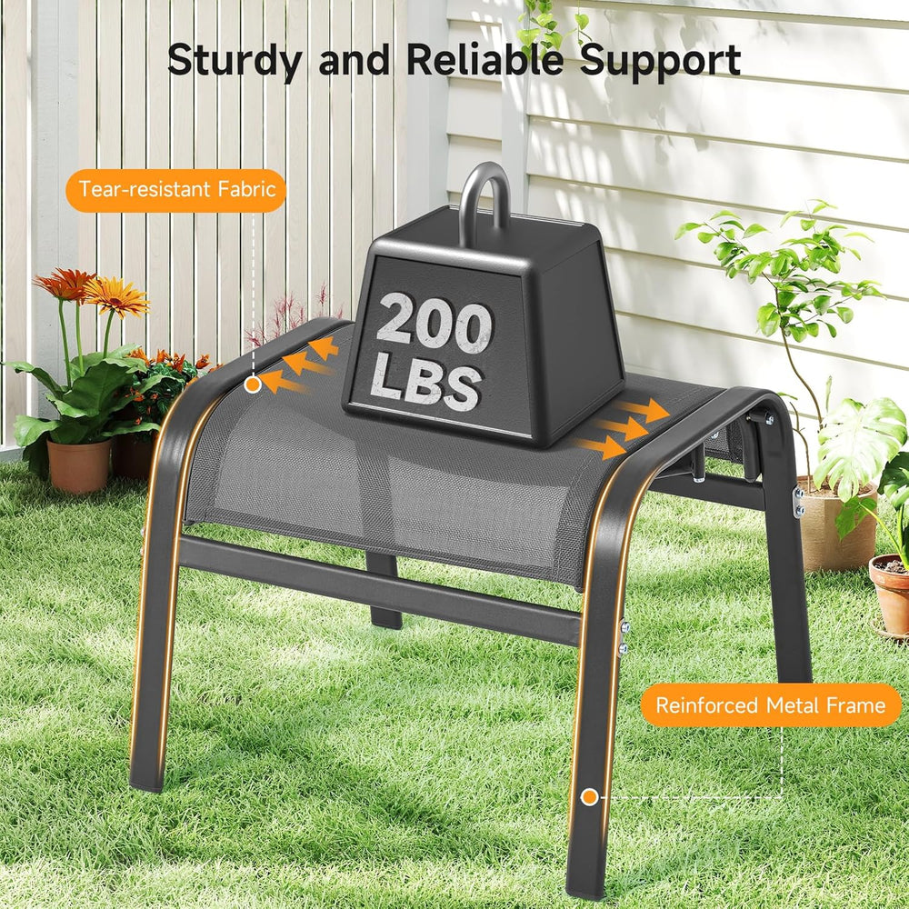 ONBRILL Outdoor Ottoman Set of 2, All Weather Outdoor Foot Stool with Support...