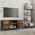 Novilla TV Stand for TV's up to 50 Inches, Modern Barn Door Entertainment Center TV Console, TV Table with Storage Bookcase Shelf for Living Room, 43 Inches, Brown