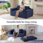 MAXYOYO 63" Loveseat Sofa Couch for Small Spaces, Upholstered Boneless Cloud Couch for Apartment Bedroom, 2-Seater Love Seat Floor Modern Sofa with Pillows, No Assembly Required, Navy