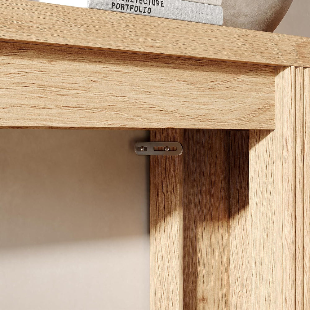 Maupvit Fluted Wooden Console Table with 2 Storage, 71 Inches Rectangular Ent...
