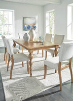 Signature Design by Ashley Rybergston Casual Stain Resistant Upholstered Solid Wood Dining Chair, Set of 2, Beige & Light Brown