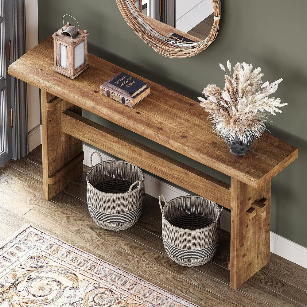 TRIBEWOOD 63-Inch Solid Wood Console Table for Entryway, Narrow Long Farmhous...