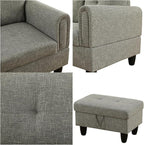 L Shaped Sectional Sofa with Ottoman, Modern Couches for Living Room, Microfiber Facing, Bedroom, Office