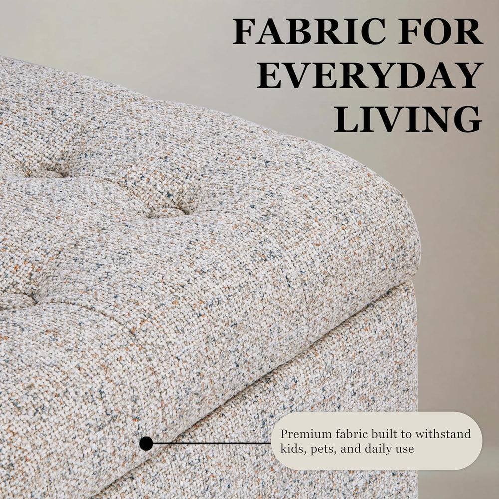 HomePop Modern Tufted Storage Bench - Textured Cream Fabric