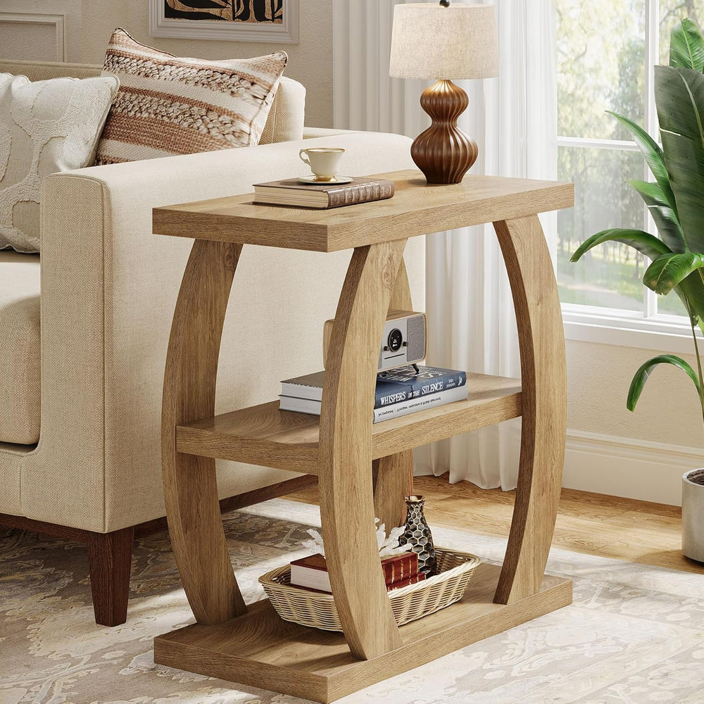 Tribesigns End Table for Living Room, 3-Tier Narrow Side Table with Storage, ...