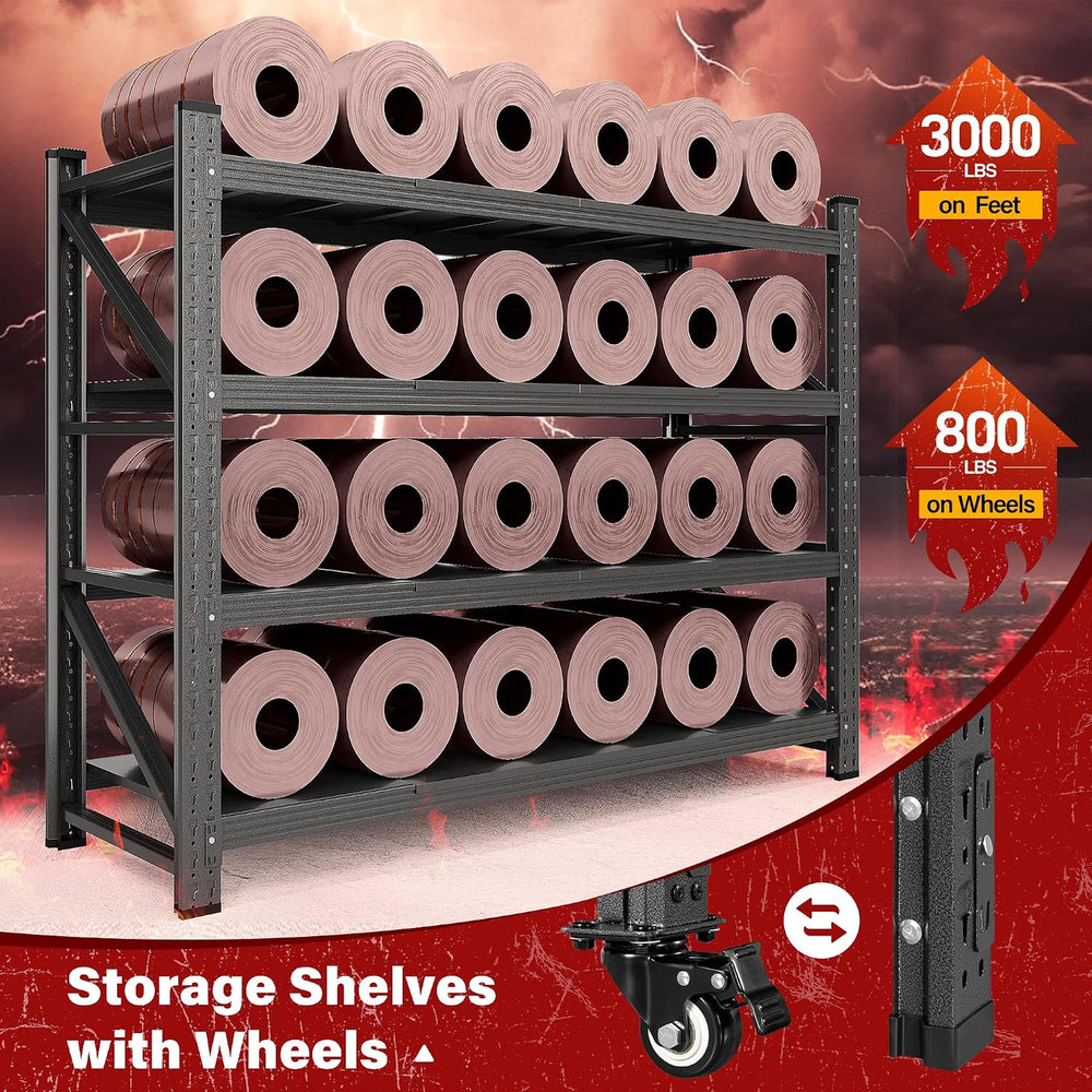 75.6" Tall Storage Shelves with Wheels,Rolling Heavy Duty Garage Shelvin...