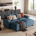 LINSY HOME Modular Sectional Sofa - Oversized Corduroy Cloud Couch with Movable Ottoman Soft Modern Comfy Sofa Set for Living Room Apartment Office, Blue