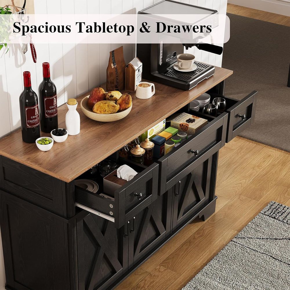 BestHaped Farmhouse Buffet Cabinet with Storage, Black Sideboard Buffet Cabin...