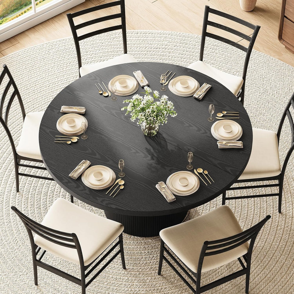 Round Kitchen Dining Table for 4-6 People, 47 inch Mid-Century Circle Dinner ...