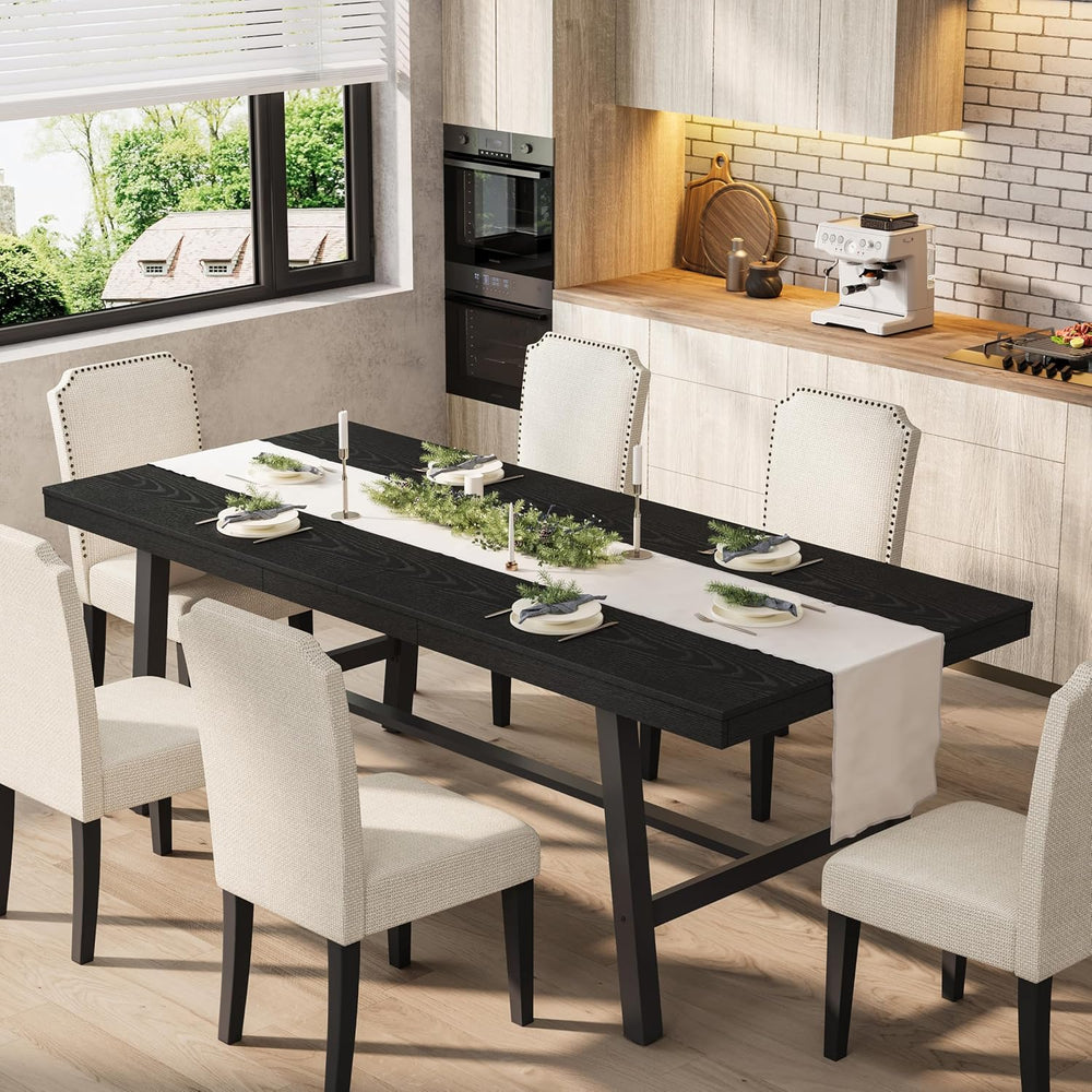 Garvee Industrial Dining Table for 6-8, 78.74" Extra Long Rectangular Ki...