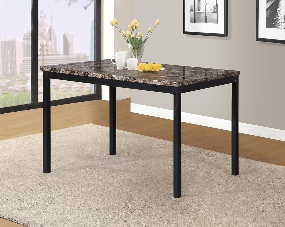 Metal Dining Table with Laminated Faux Marble Top Black - 45" Square Con...