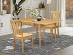 East West Furniture MZAV3-OAK-W 3 Piece Dining Room Table Set Contains a Rectangle Kitchen Table with Dropleaf and 2 Dining Chairs, 36x54 Inch, Oak