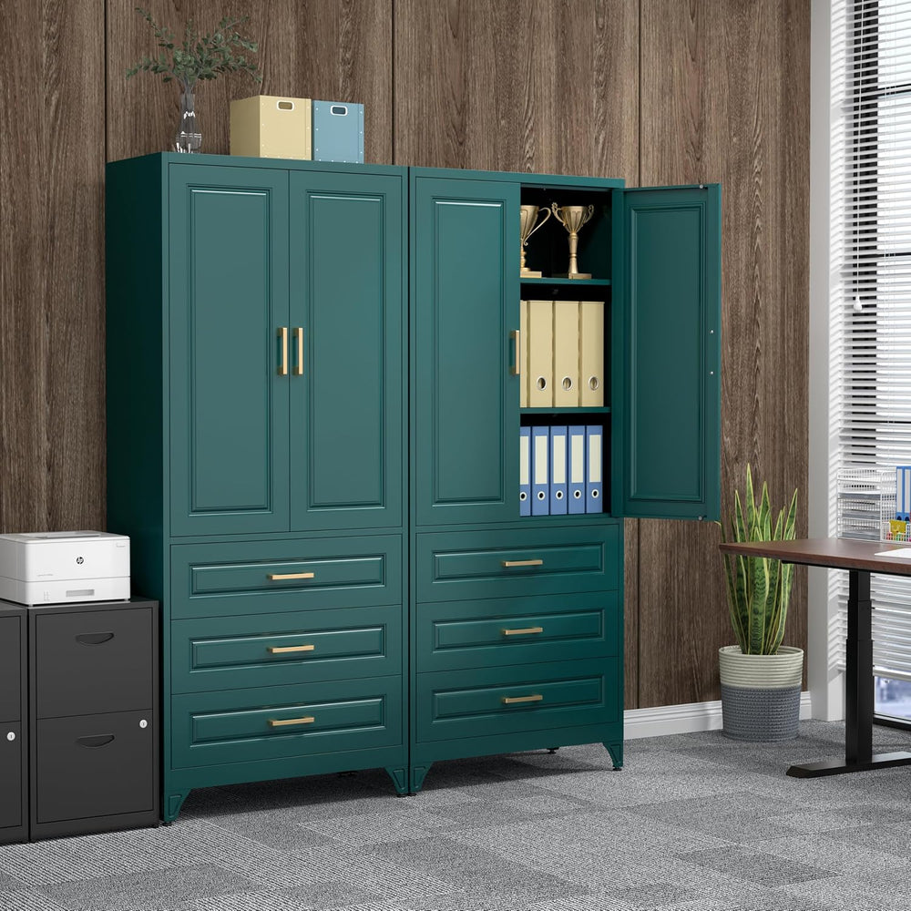 75" Tall Kitchen Pantry Cabinet, Storage Cabinet with 3 Drawers | Metal ...
