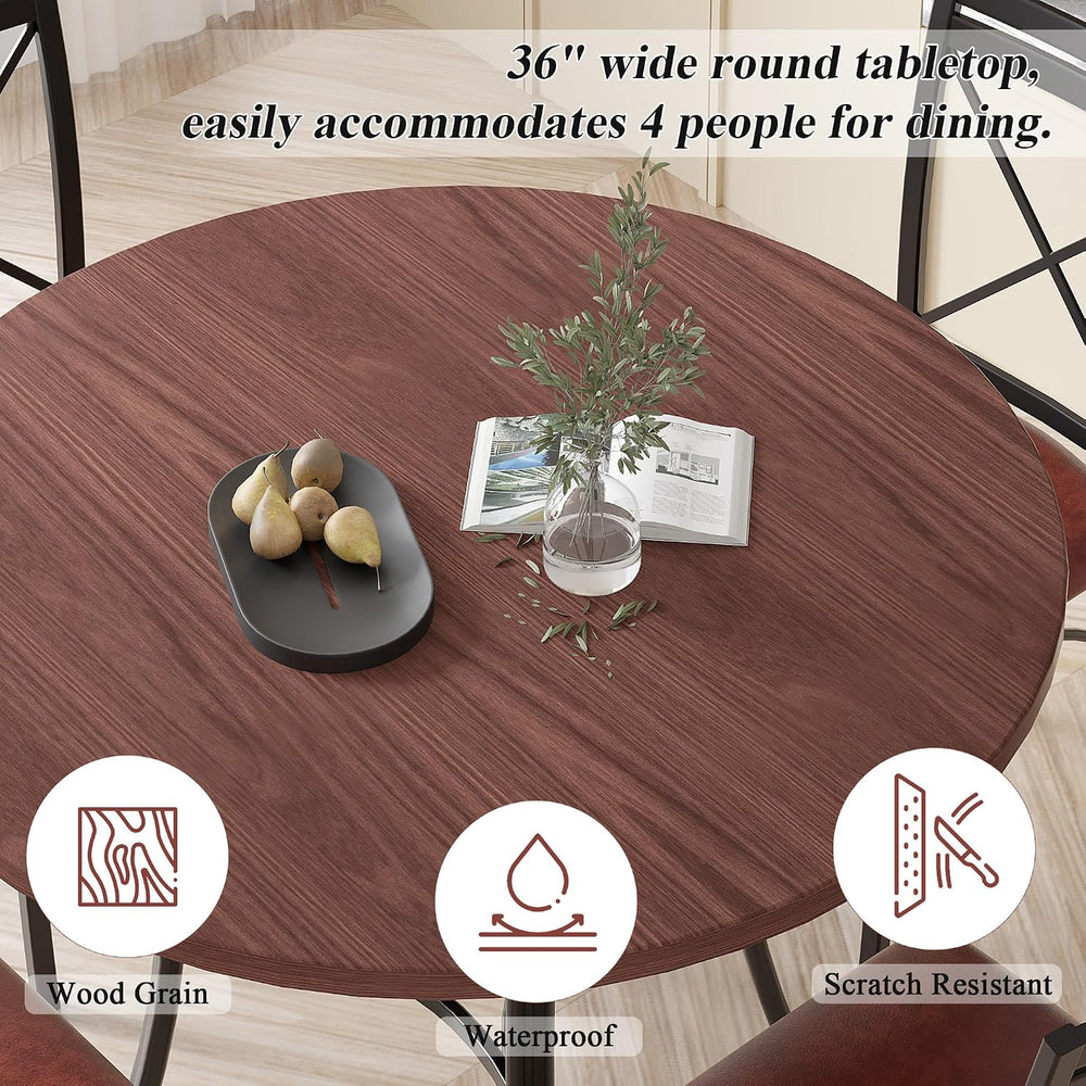 VECELO 5 Piece Dining Table Set for 4, Wood Grain Dinette with Chairs for Kit...